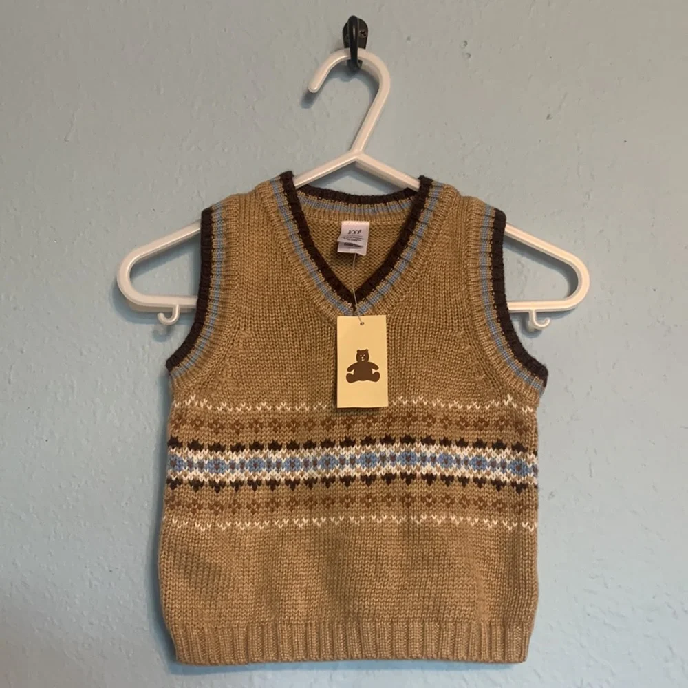 NWT Baby Gap Kids Boys Size 0-3 Months Dress Vest Ribbed Knit Formal Wear Outfit